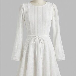 Tularosa White Lace Long Sleeve Dress